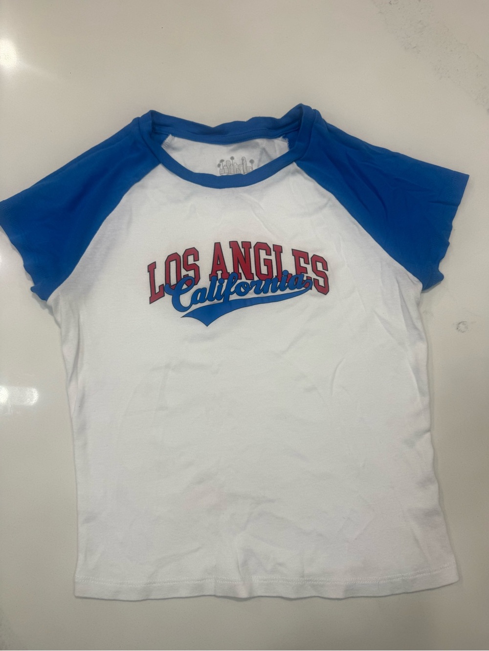 Los Angeles California Blue & White Raglan Kids Tee